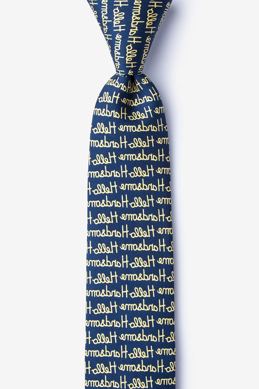 alynn Hello Handsome Navy Blue 100% silk Skinny Tie