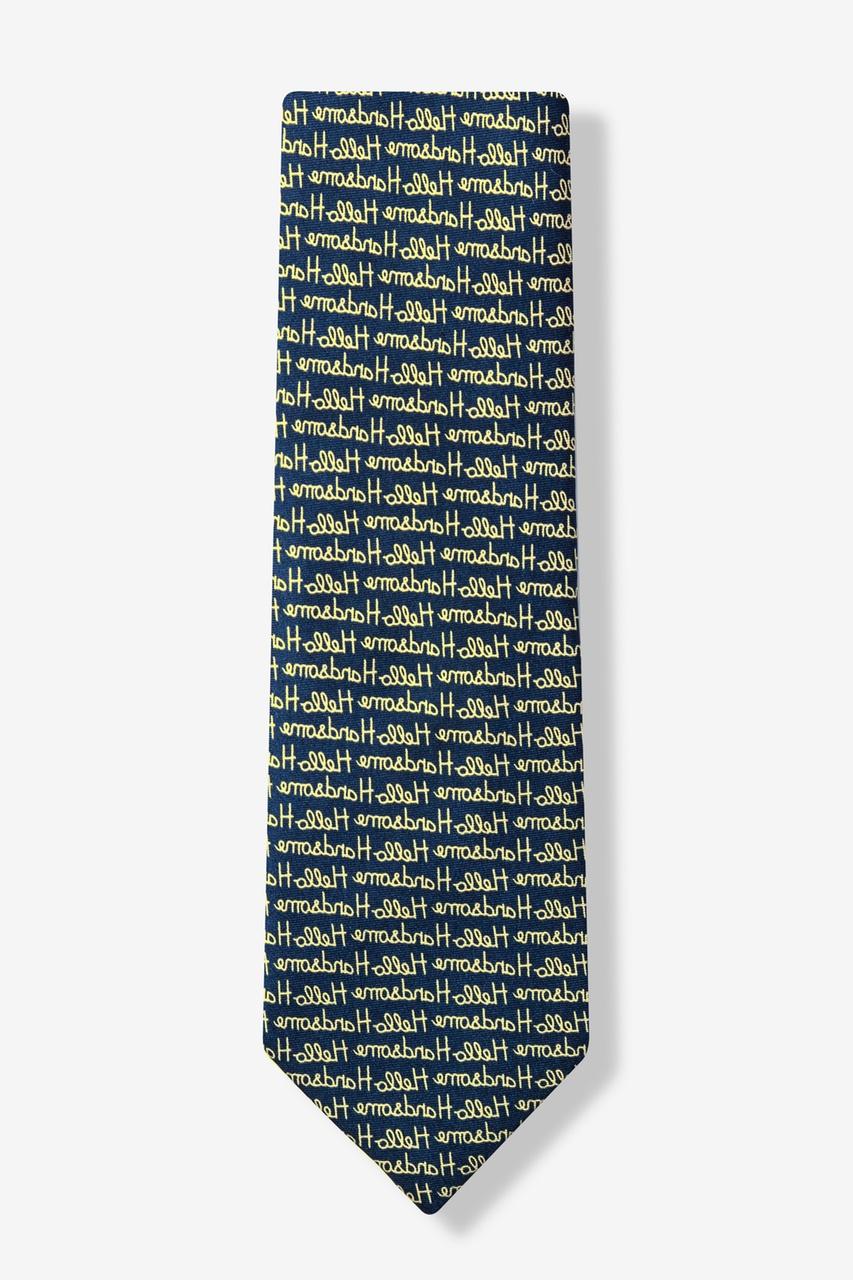 Alynn Hello Handsome Navy Blue 100% Silk Tie