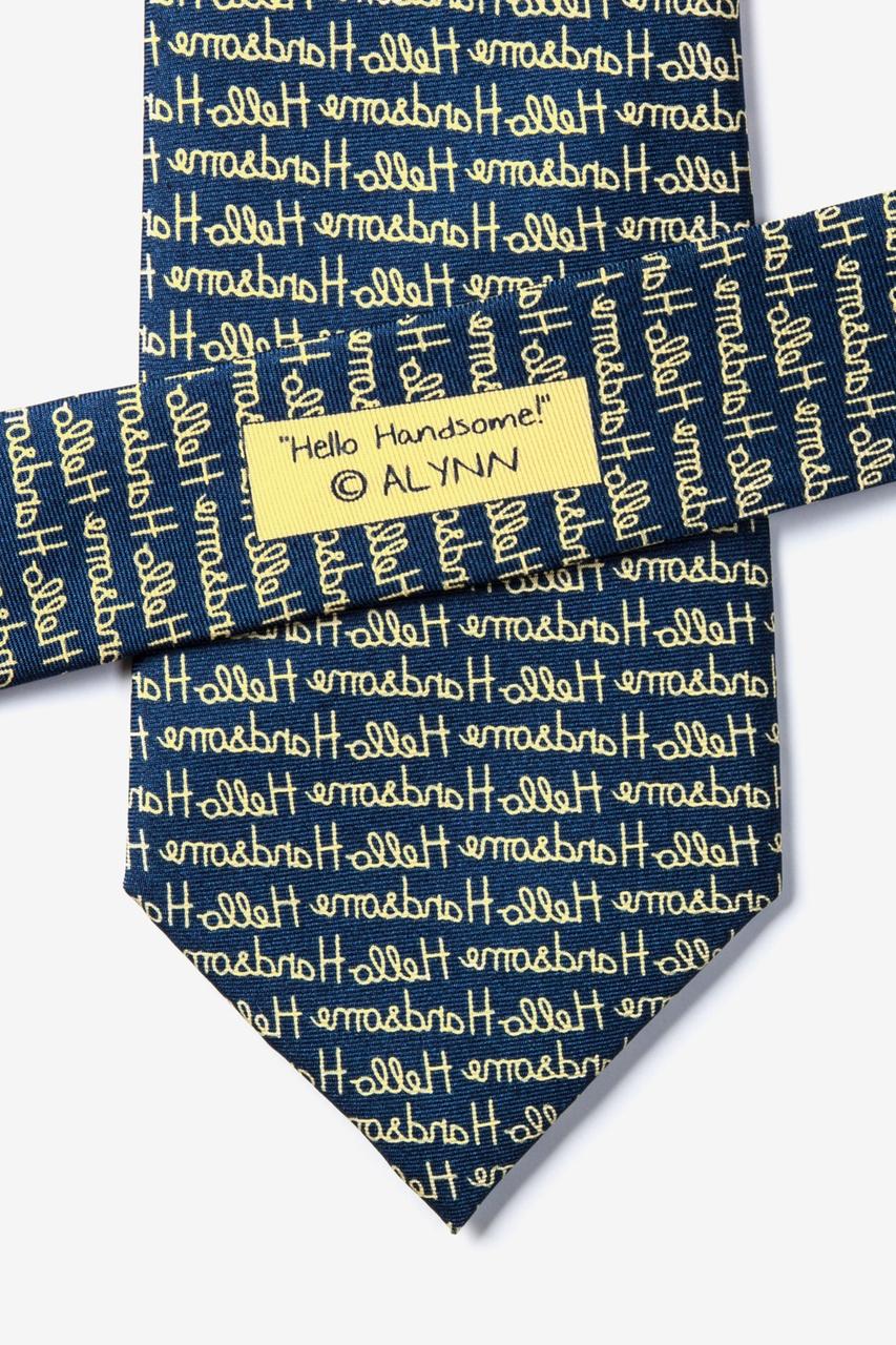 Alynn Hello Handsome Navy Blue 100% Silk Tie