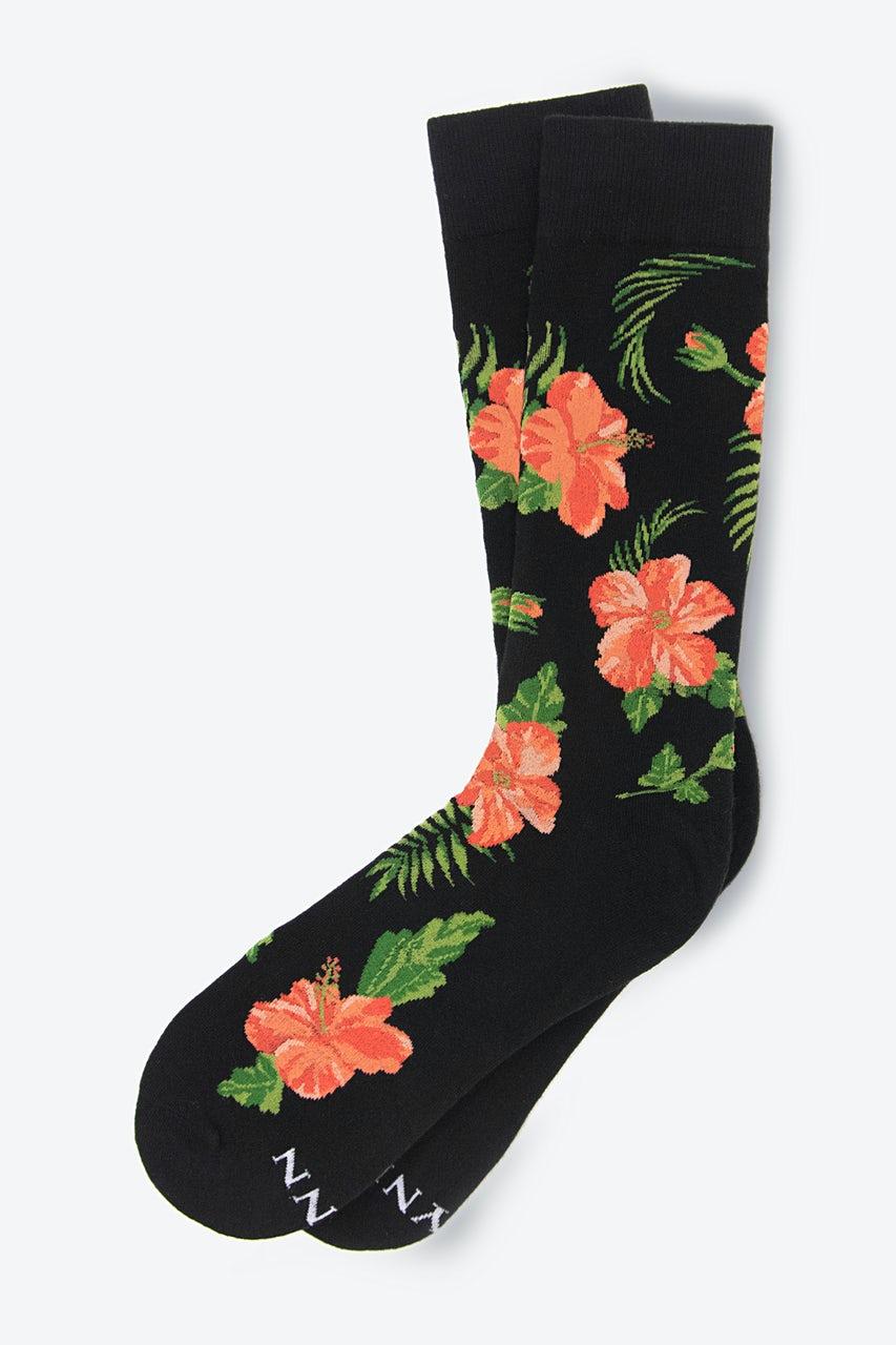 alynn Hibiscus Floral black Sock