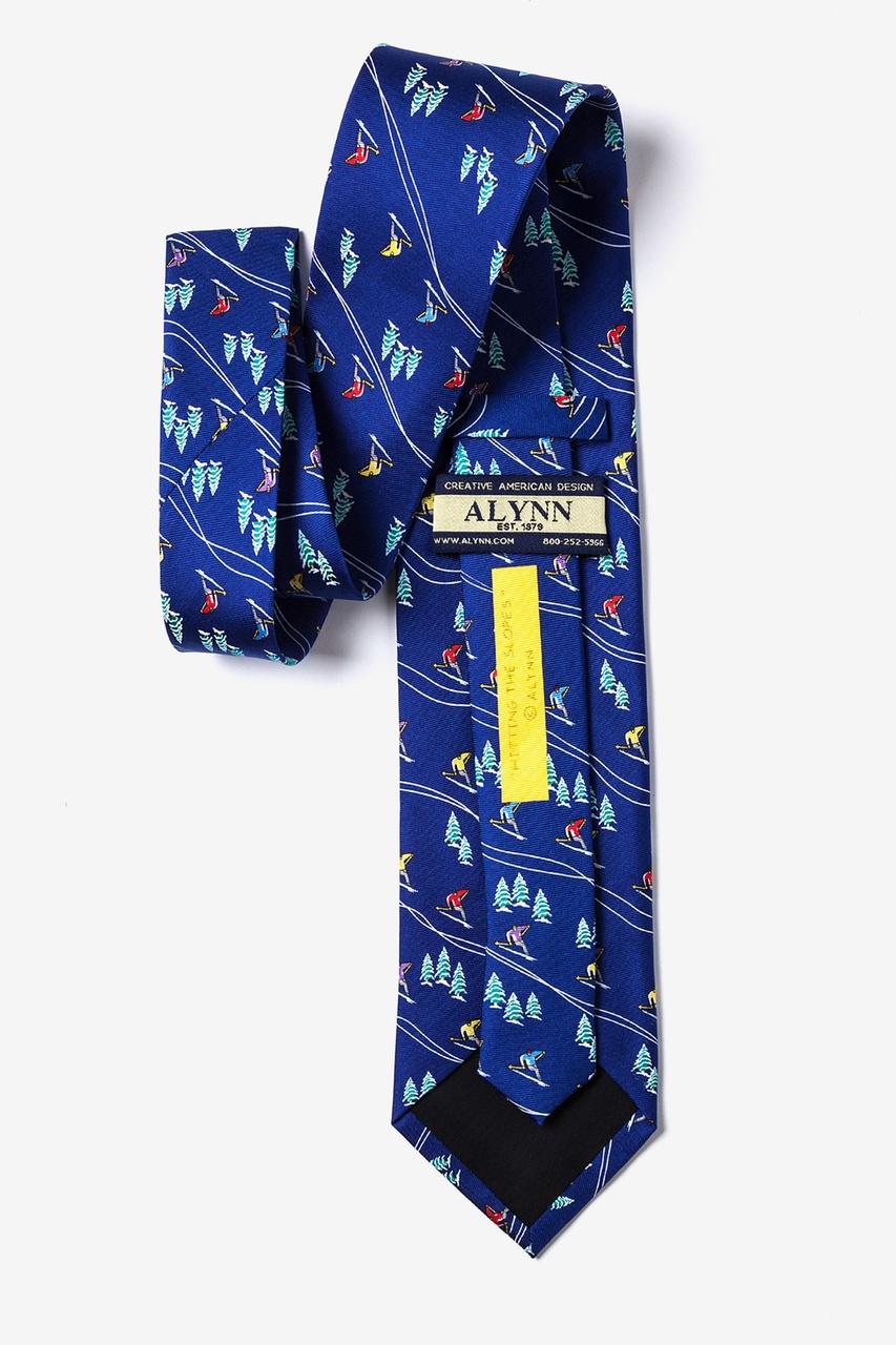 Alynn Hitting The Slopes Navy Blue 100% Silk Tie