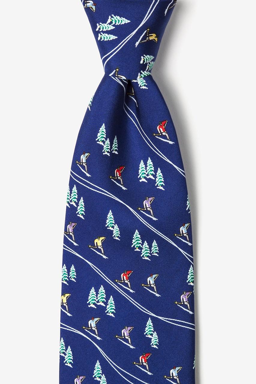 alynn Hitting the Slopes Navy Blue 100% silk Tie