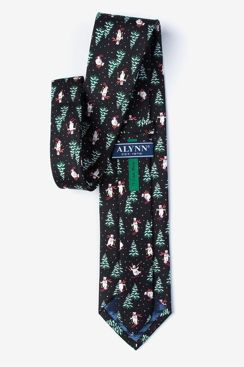 Alynn I Can Bearl-ly Ski Black 100% Silk Tie
