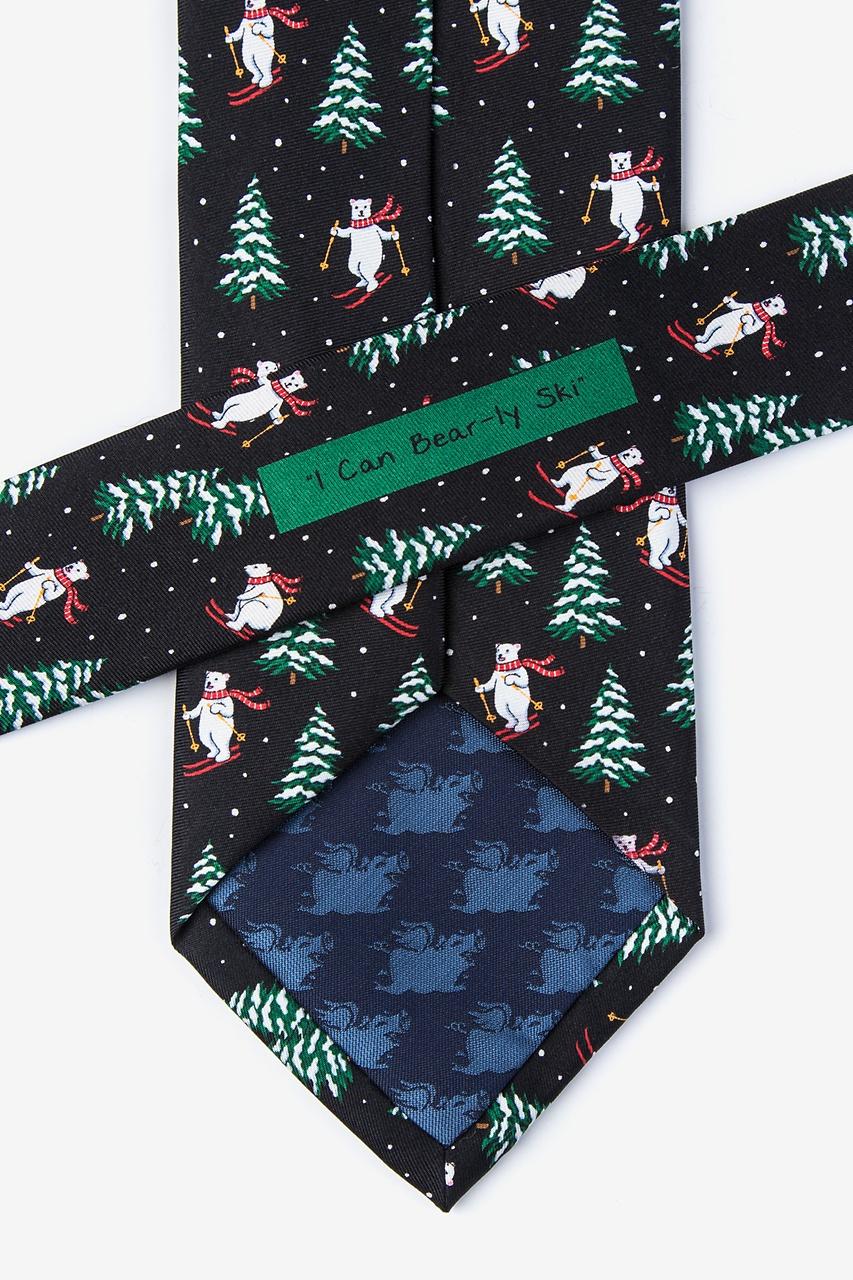 Alynn I Can Bearl-ly Ski Black 100% Silk Tie