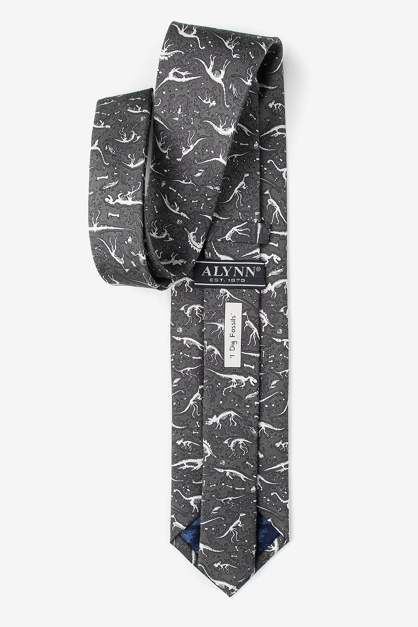 Alynn I Dig Fossils Gray 100% Silk Tie