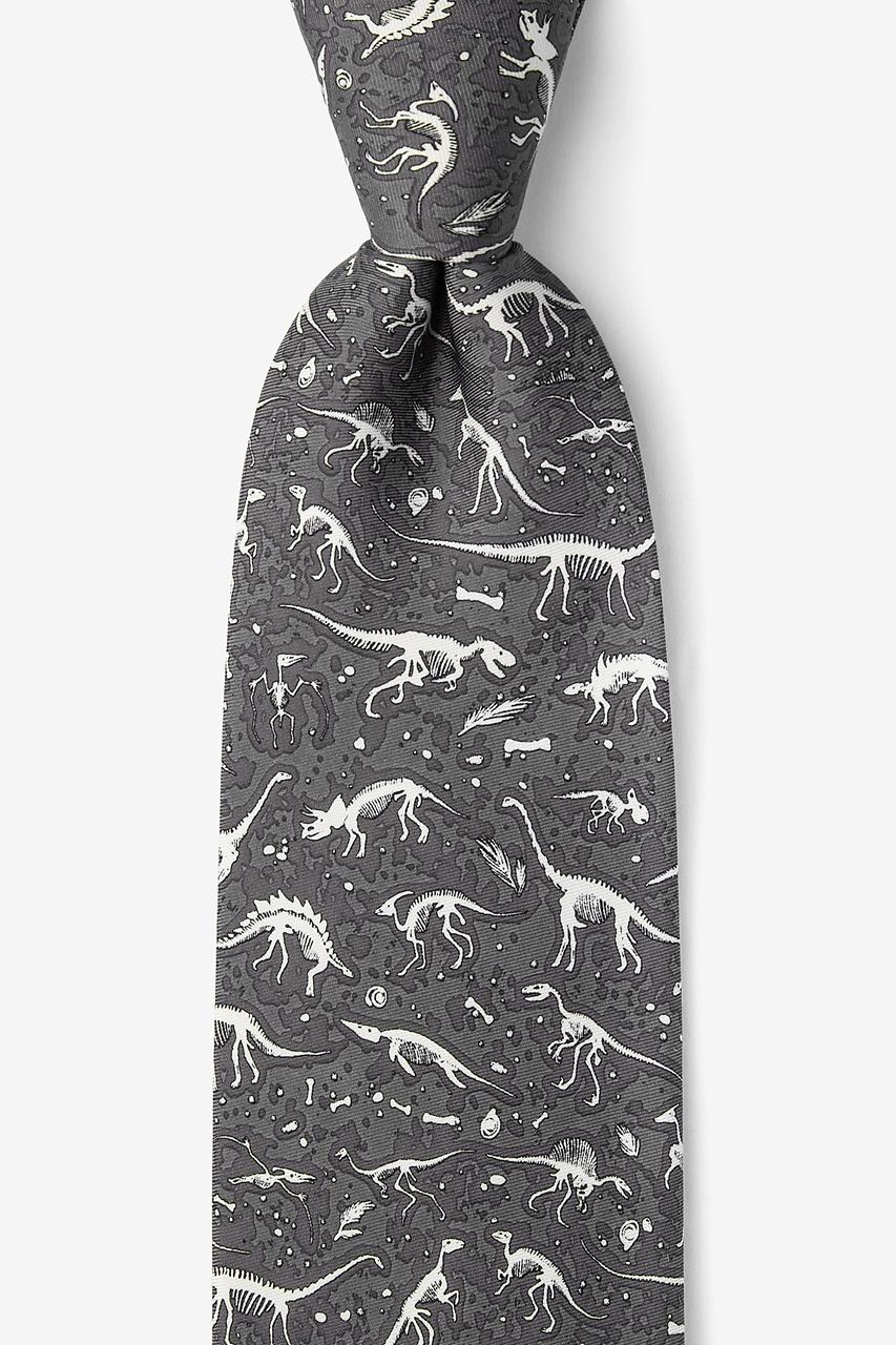 alynn I Dig Fossils gray 100% silk Tie