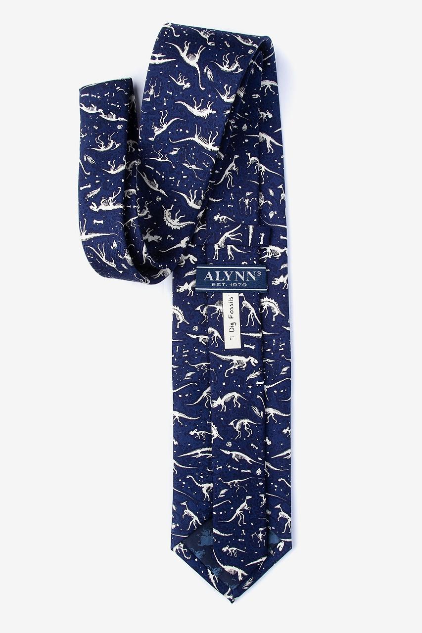Alynn I Dig Fossils Navy Blue 100% Silk Tie