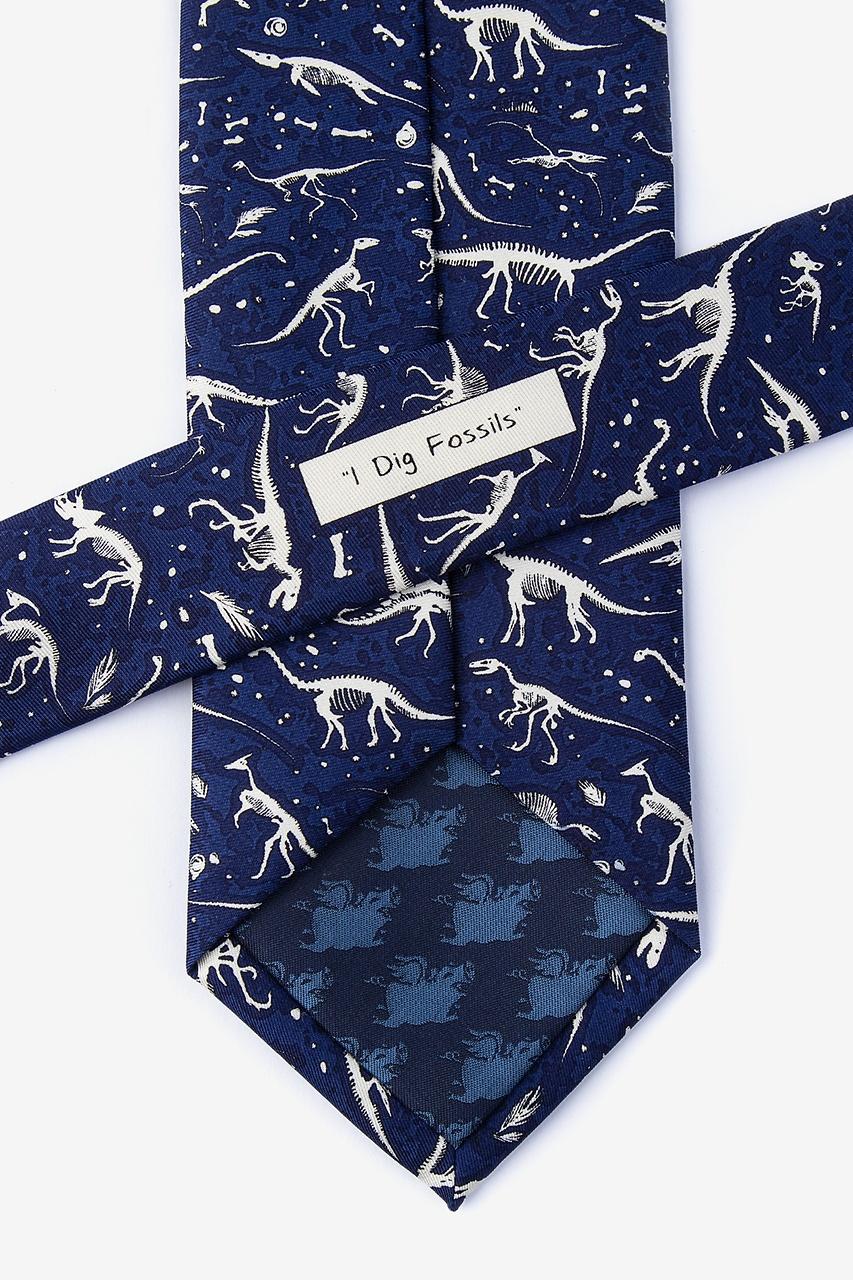 Alynn I Dig Fossils Navy Blue 100% Silk Tie