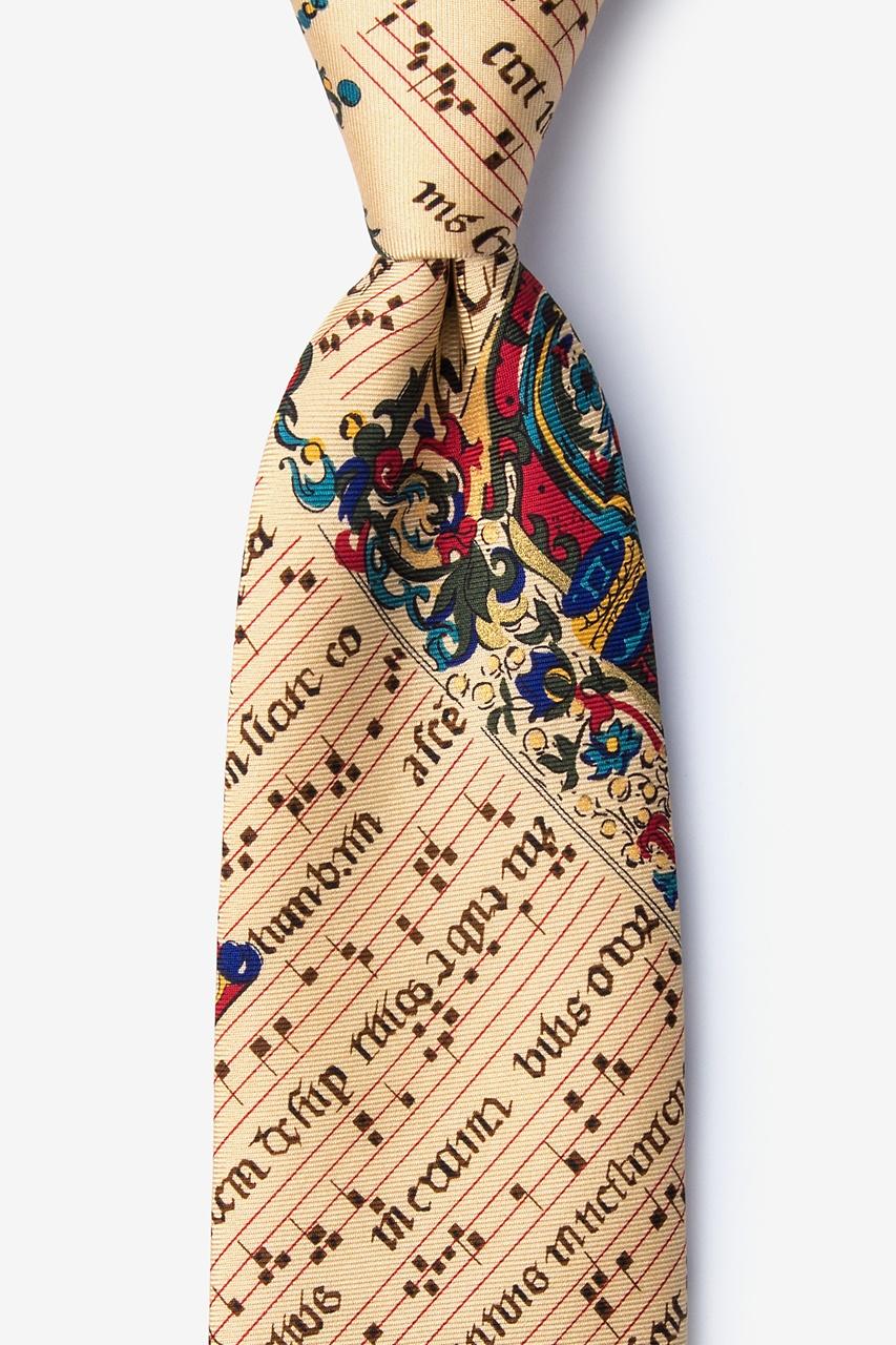 alynn Illuminated Music Score beige 100% silk Tie