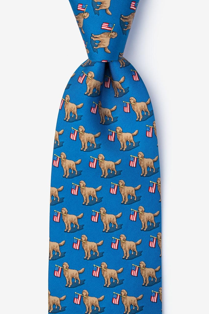 alynn In Dog We Trust blue 100% silk Tie