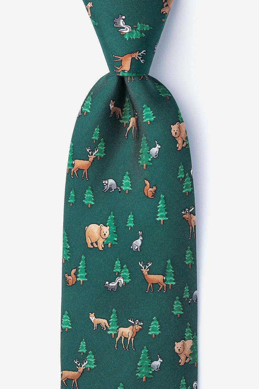 alynn Into the Woods green 100% silk Tie