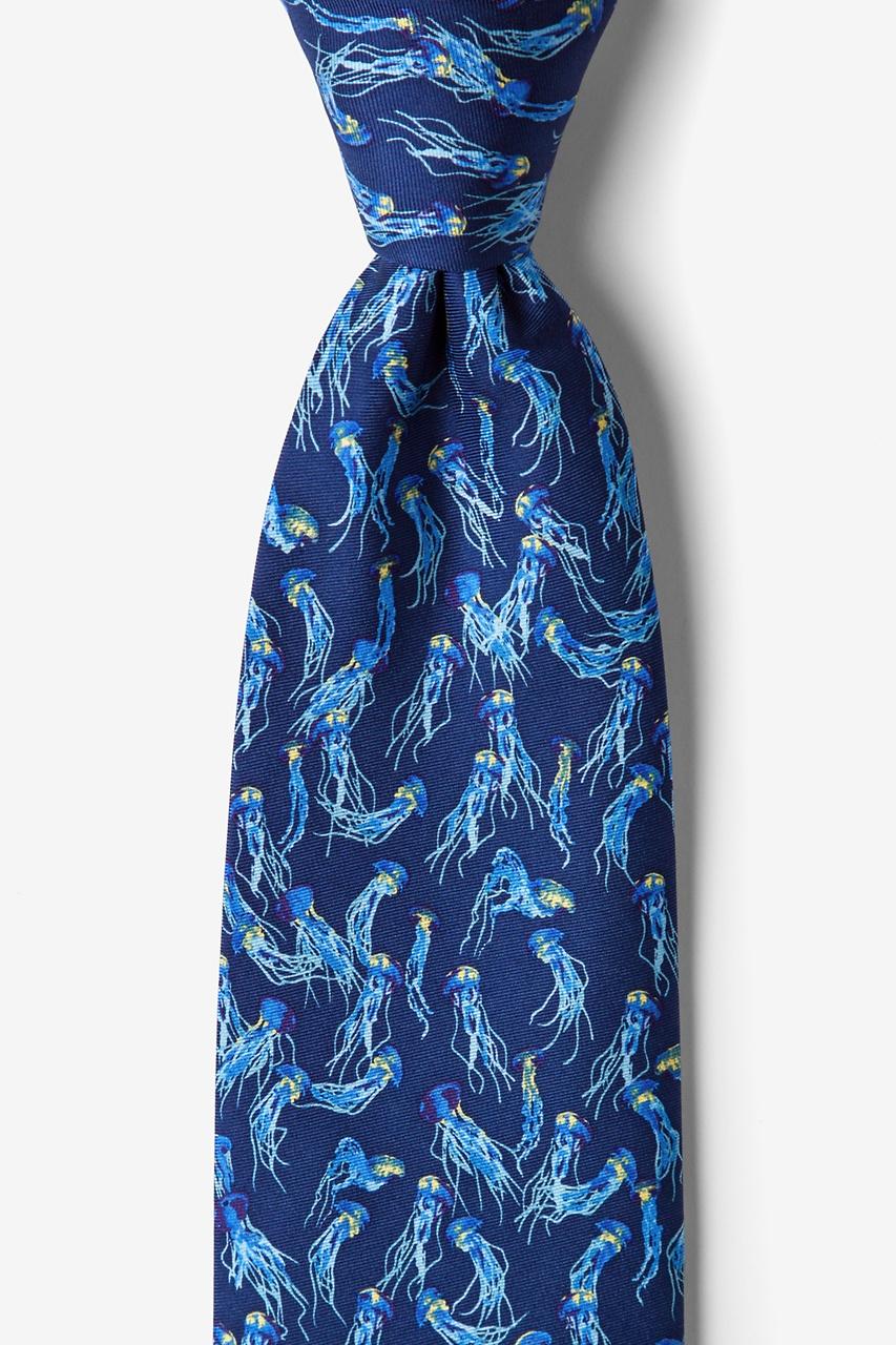 alynn Jellyfish Navy Blue 100% silk Tie