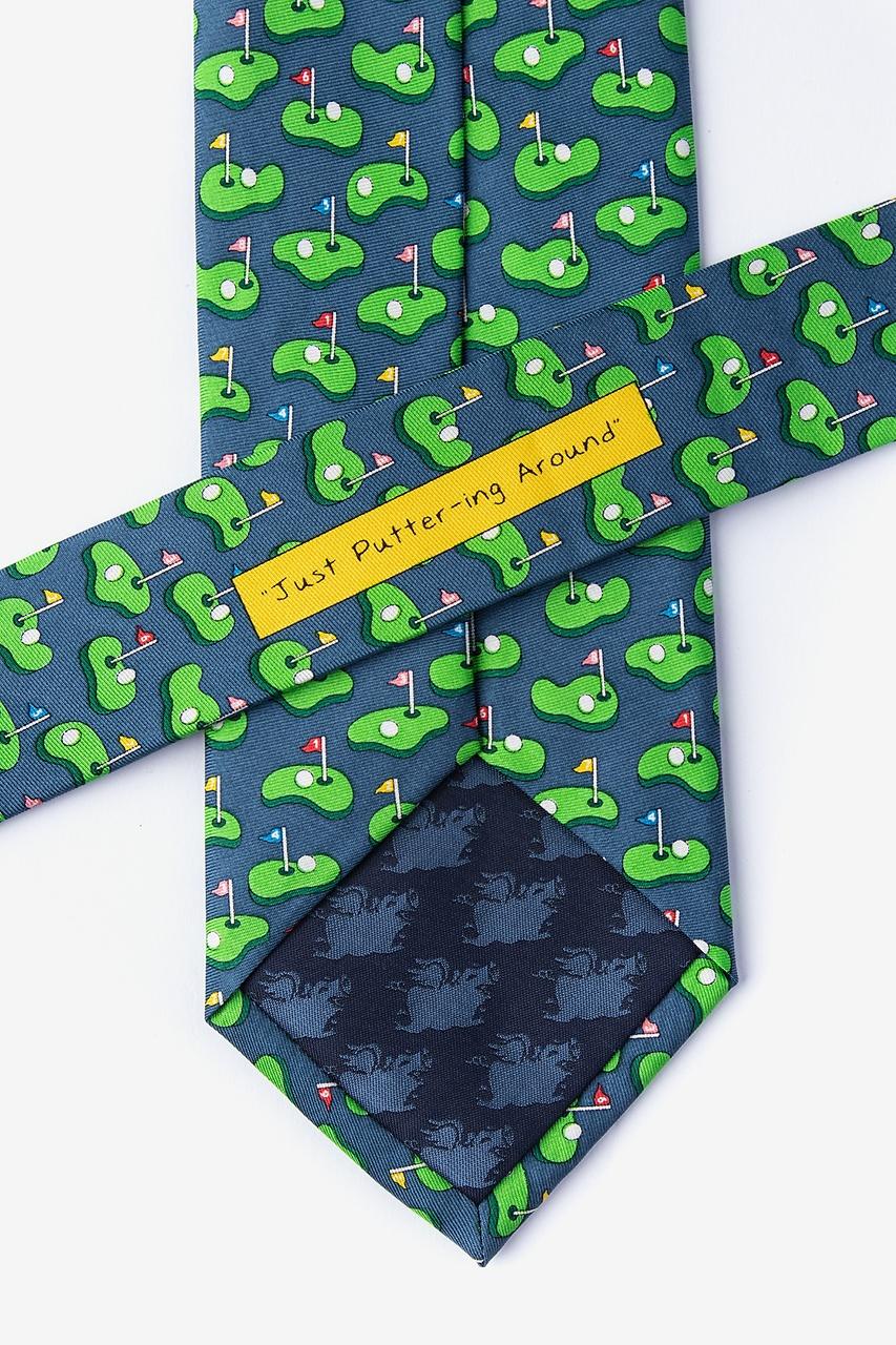 Alynn Just Putter-ing Around Blue 100% Silk Tie