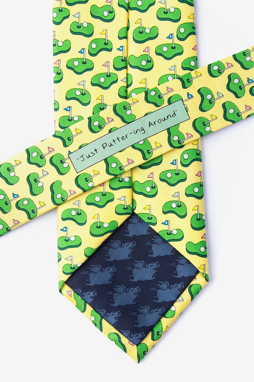 Alynn Just Putter-ing Around Yellow 100% Silk Tie