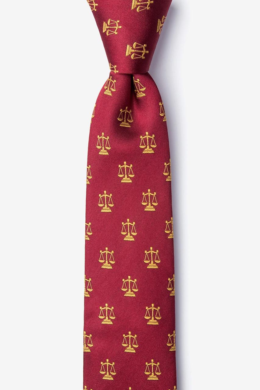 alynn Justice Served burgundy 100% silk Skinny Tie