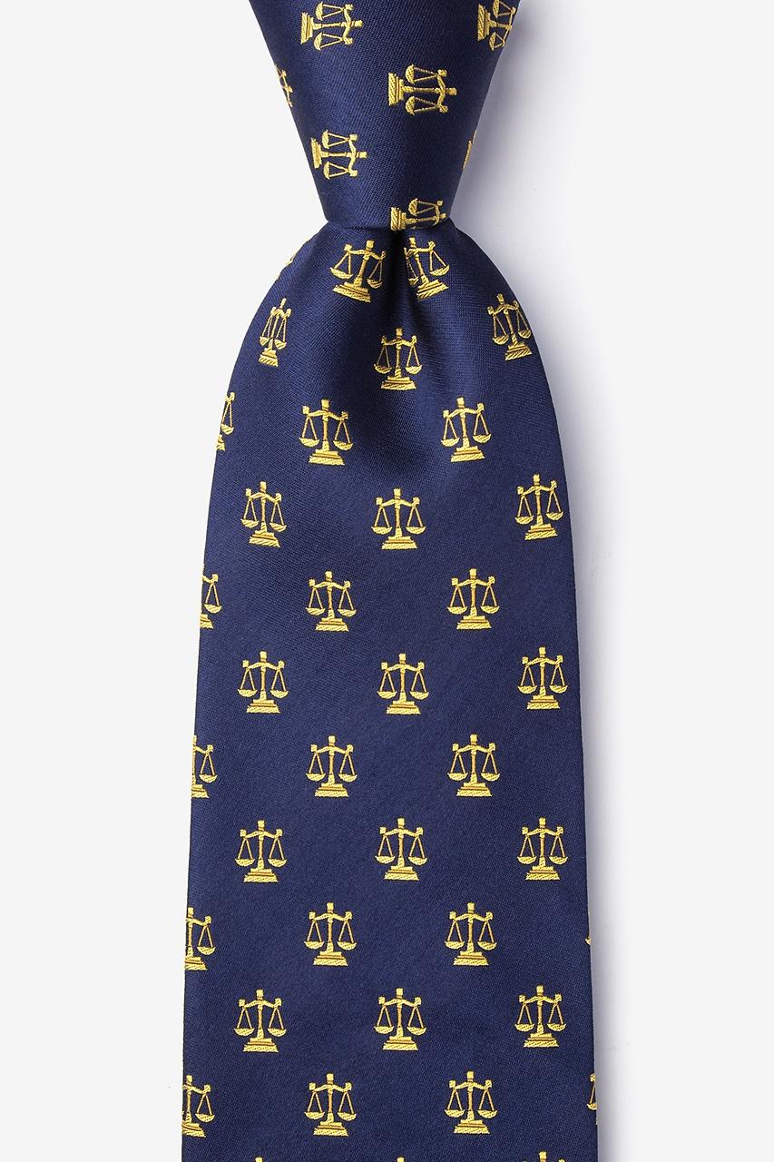 alynn Justice Served Navy Blue 100% silk Tie
