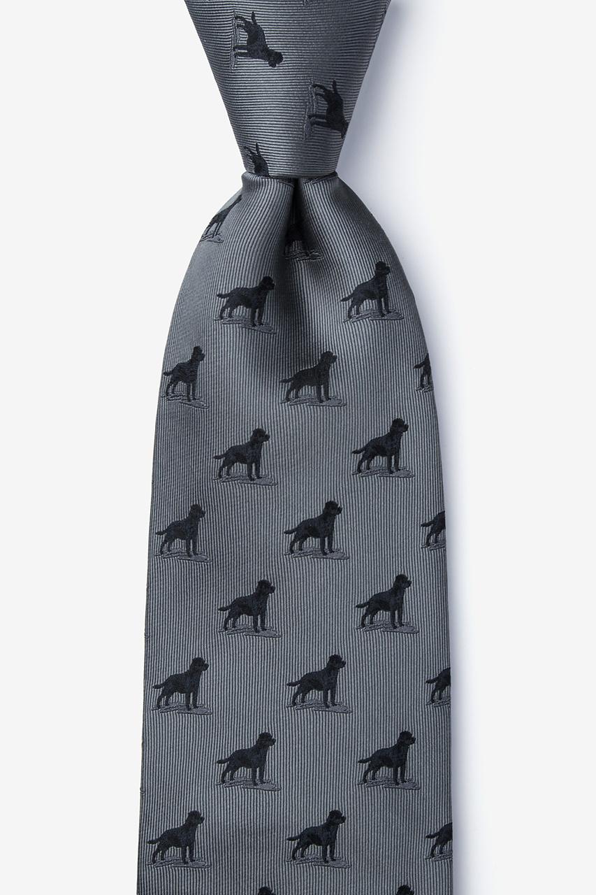 alynn Labrador-able charcoal 100% silk Tie