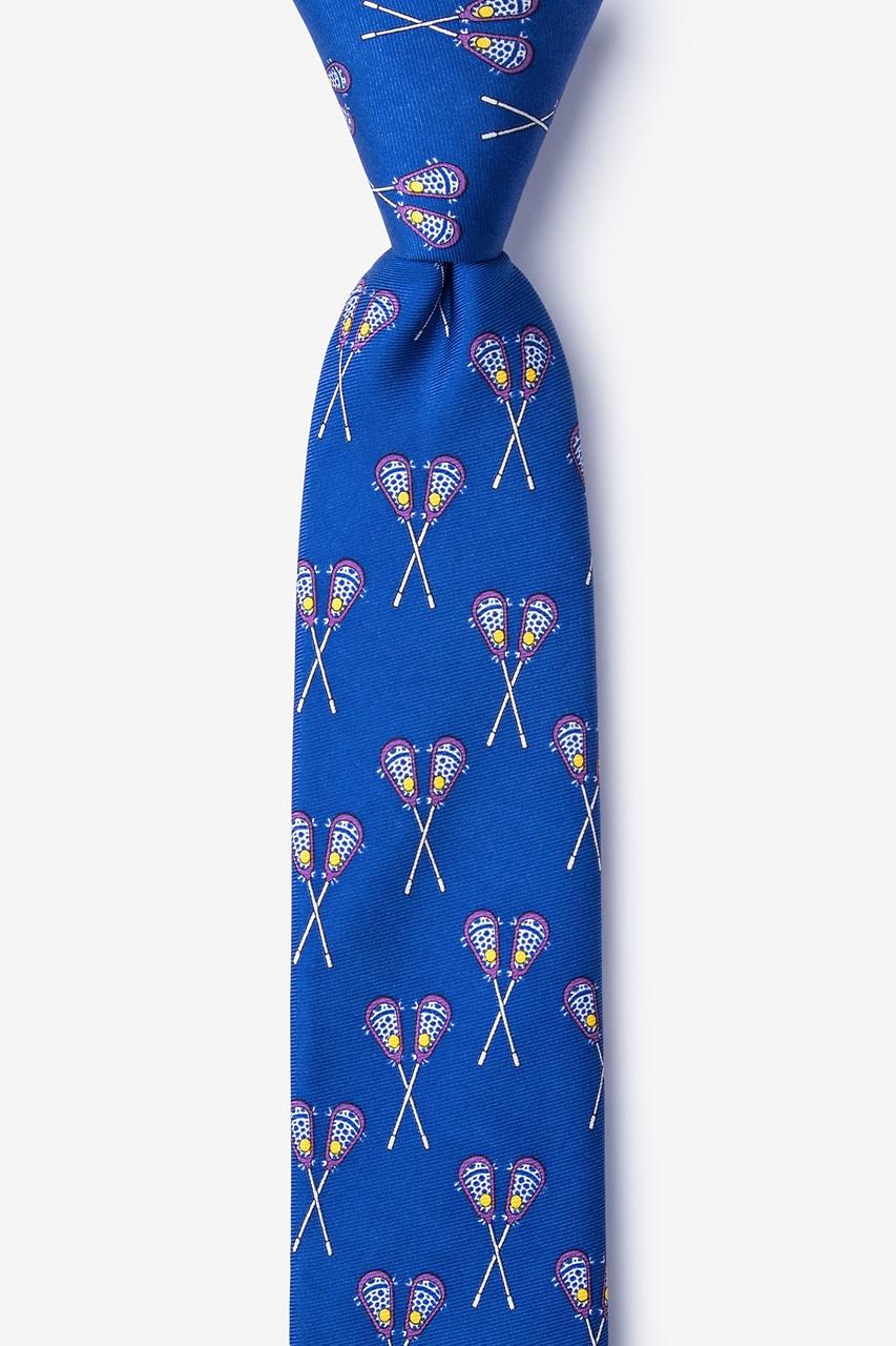 alynn Lacrosse blue 100% silk Skinny Tie