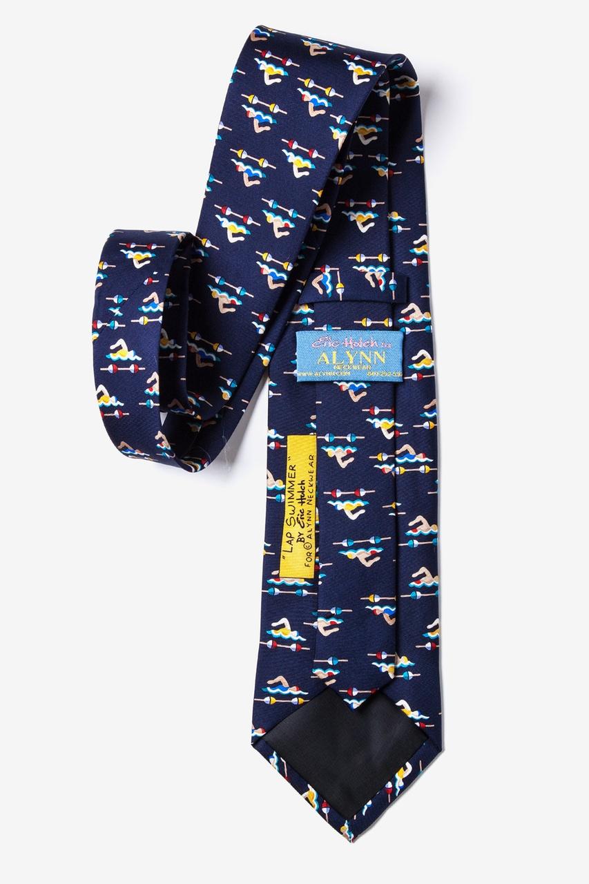 Alynn Lap Swimmer Navy Blue 100% Silk Tie