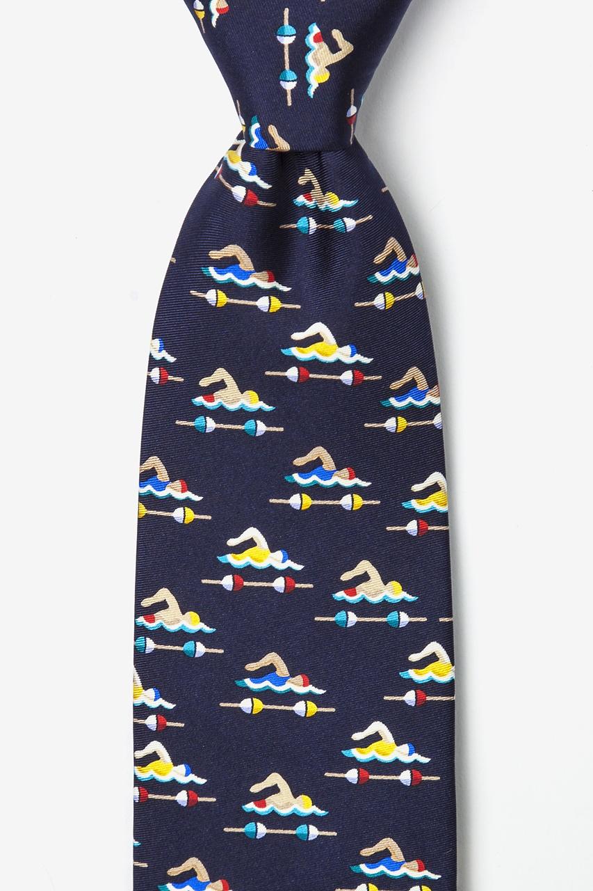 alynn Lap Swimmer Navy Blue 100% silk Tie