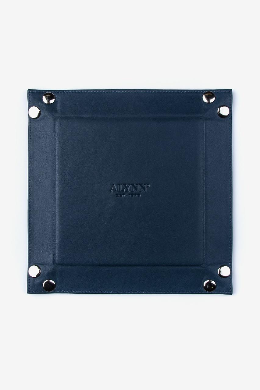 Alynn Large Flat-Pack Leather Navy Blue Valet Tray