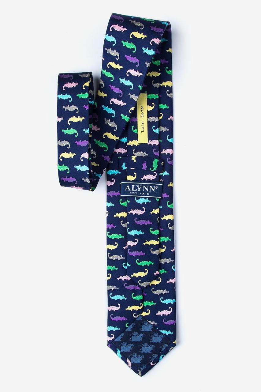 Alynn Later Gator Navy Blue 100% Silk Tie