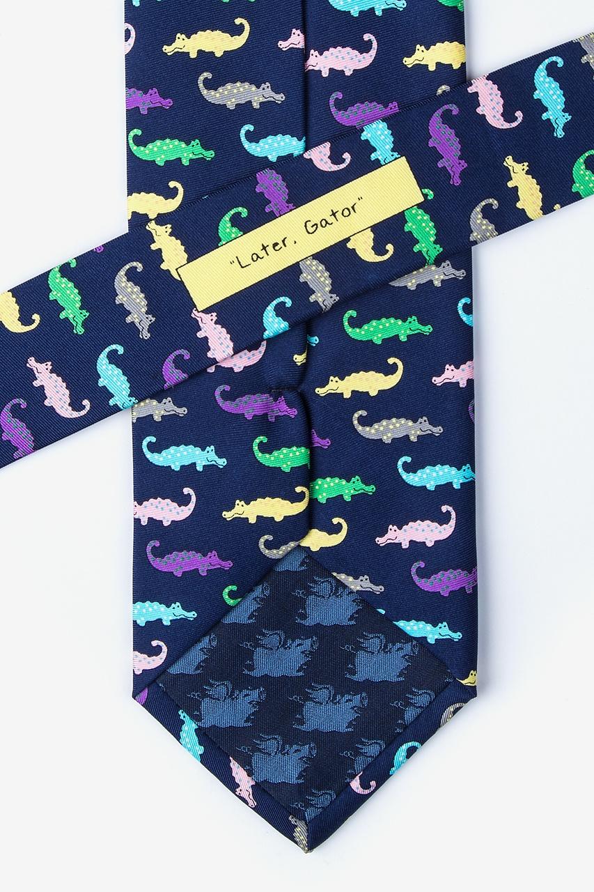 Alynn Later Gator Navy Blue 100% Silk Tie
