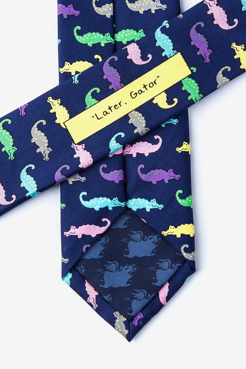 Alynn Lator Gator Navy Blue 100% Silk Skinny Tie