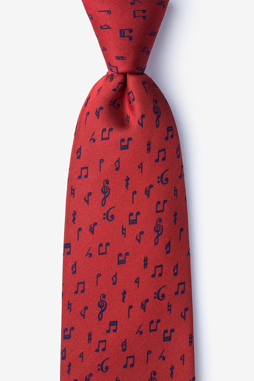 alynn Let's compare Notes red 100% silk Tie