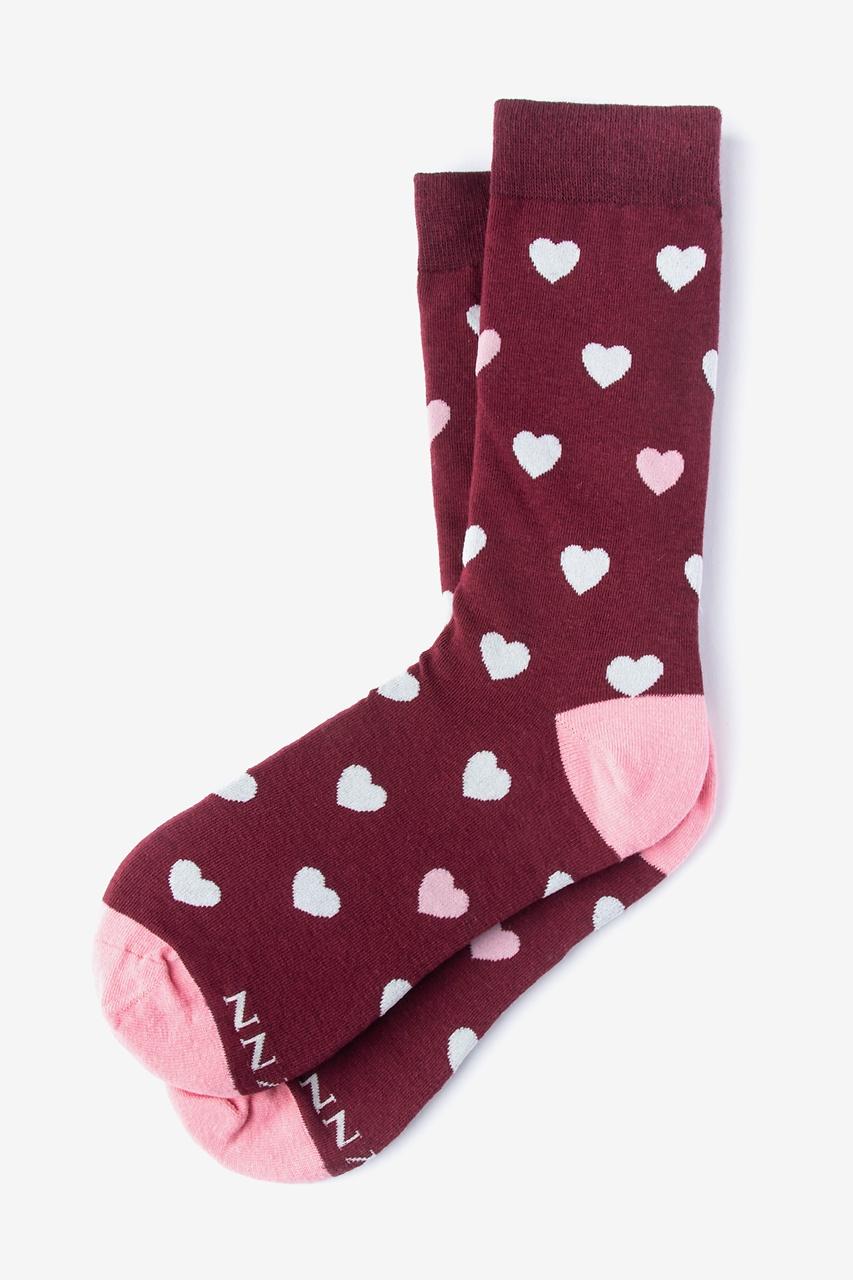 alynn Love Hearts maroon Women's Sock