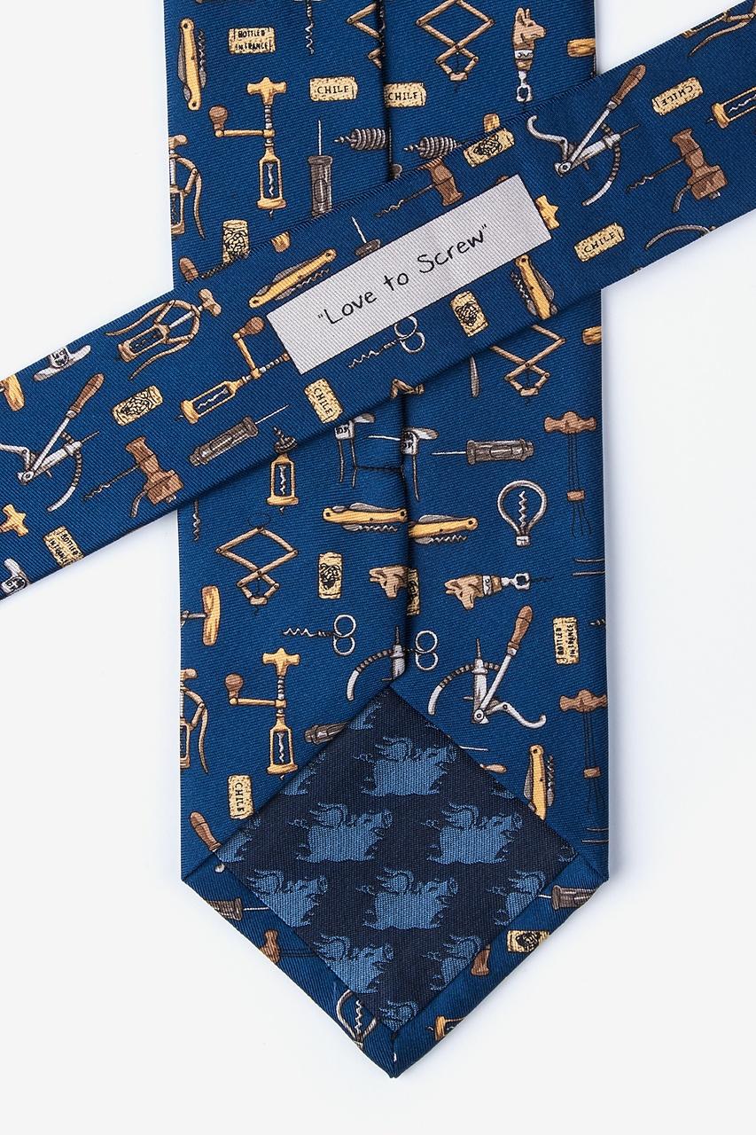 Alynn Love To Screw Navy Blue 100% Silk Tie