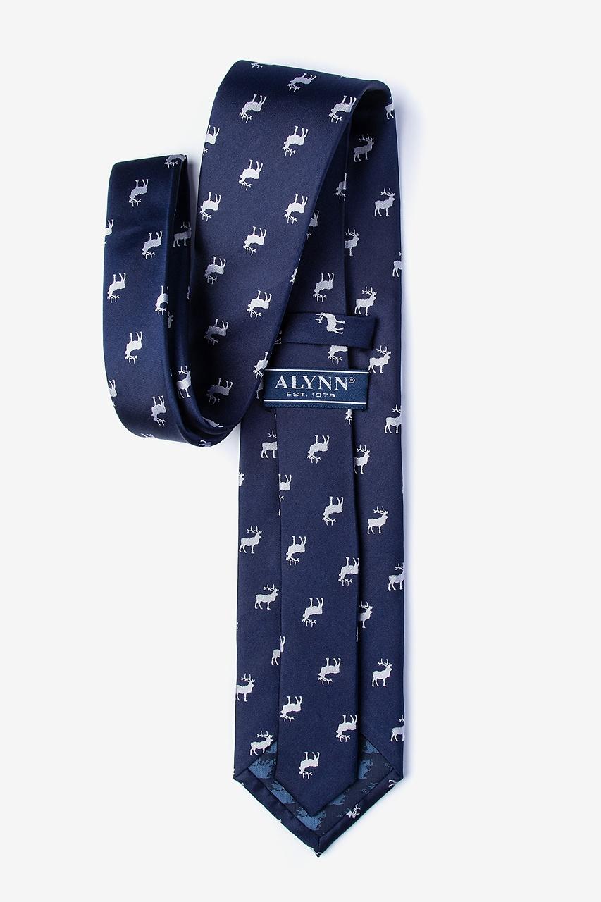 Alynn Majestic Elk Navy Blue 100% Silk Tie