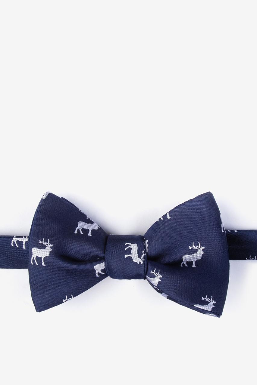 alynn Majestic Elk Navy Blue Self-Tie Bow Tie
