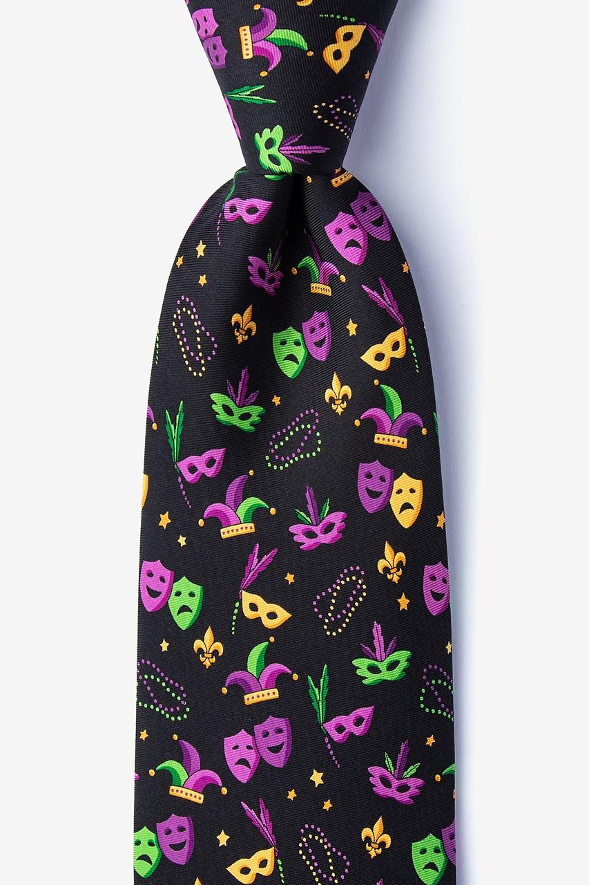 alynn Mardi Gras Masquerade black 100% silk Tie