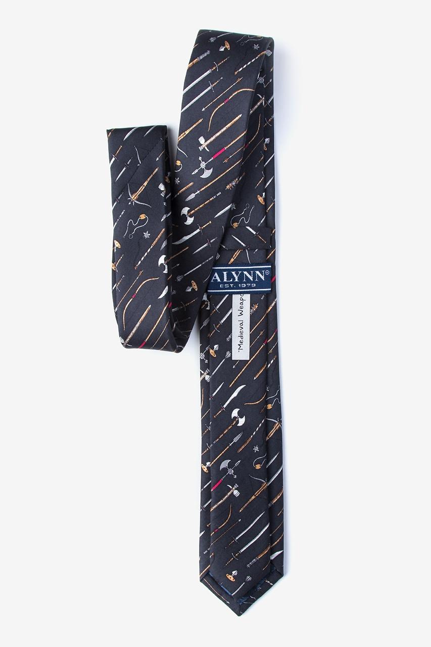 Alynn Medieval Weaponry Black 100% Silk Skinny Tie