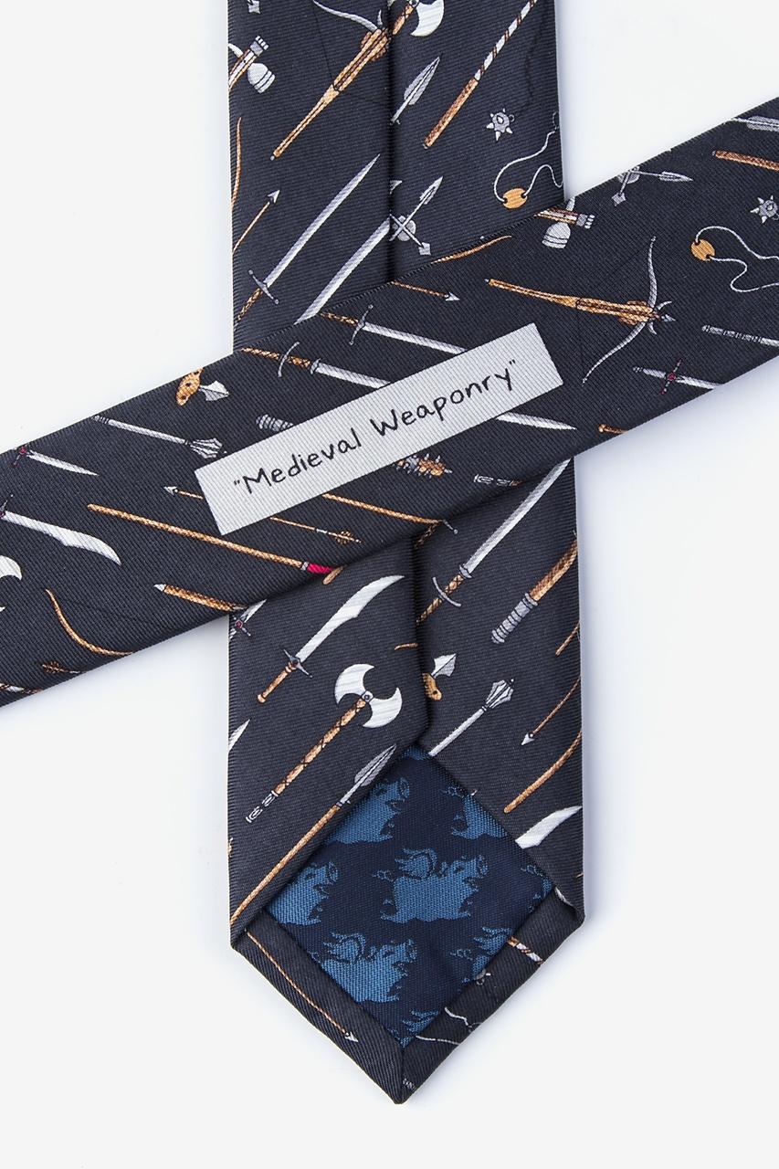 Alynn Medieval Weaponry Black 100% Silk Skinny Tie
