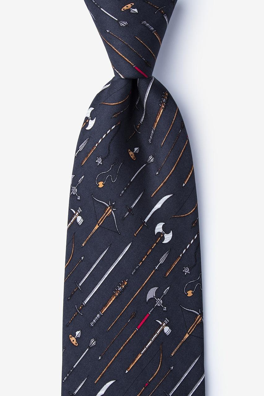 alynn Medieval Weaponry black 100% silk Tie