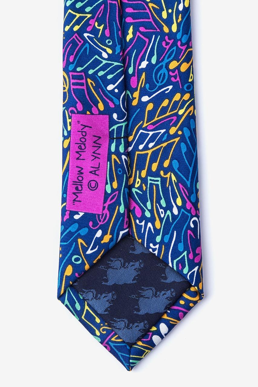 Alynn Mellow Melody Navy Blue 100% Silk Skinny Tie