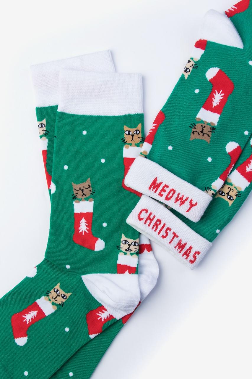 Alynn Meowy Christmas Green Women's Sock