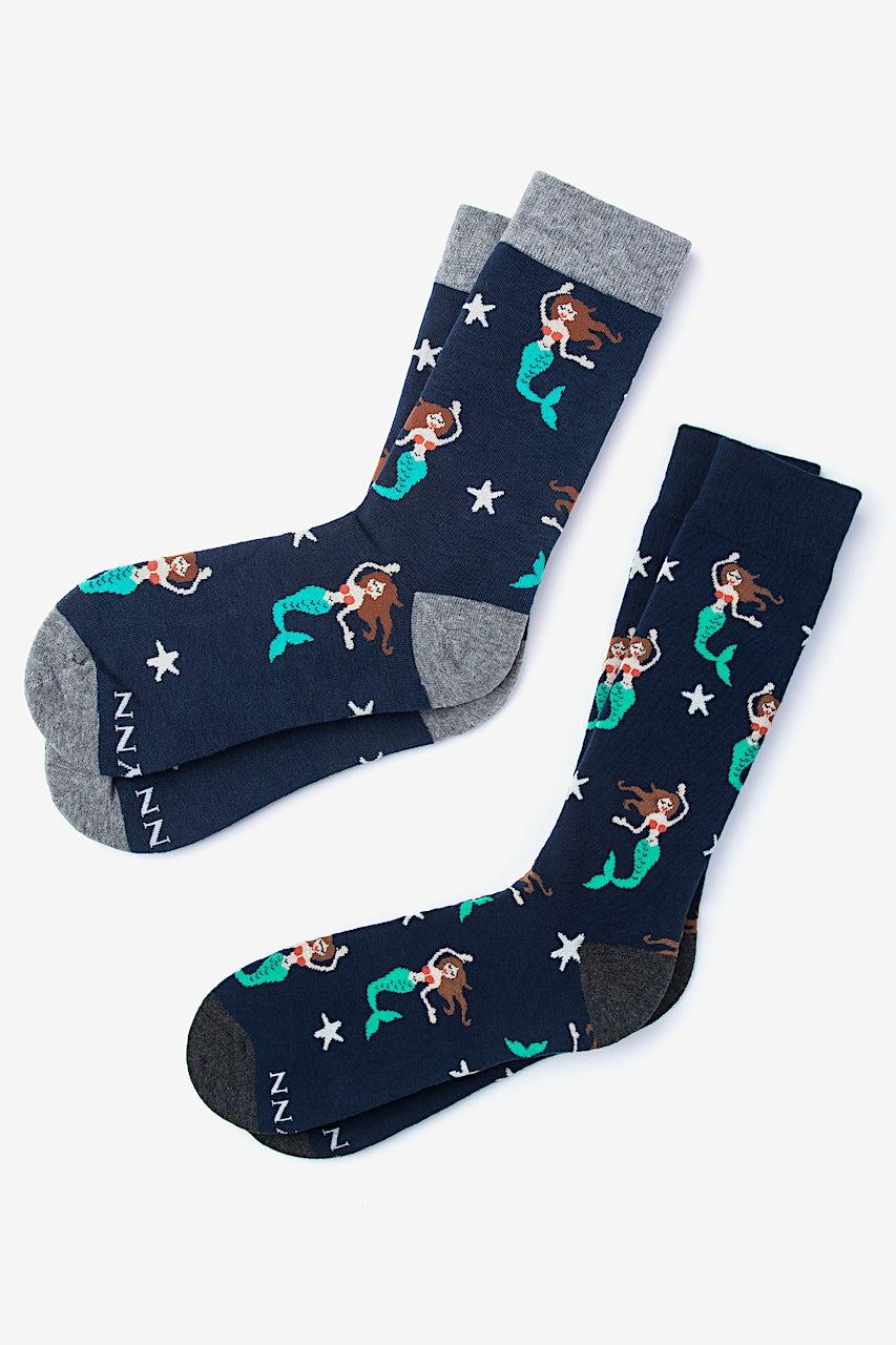 alynn Mermaid Navy Blue His & Hers Socks