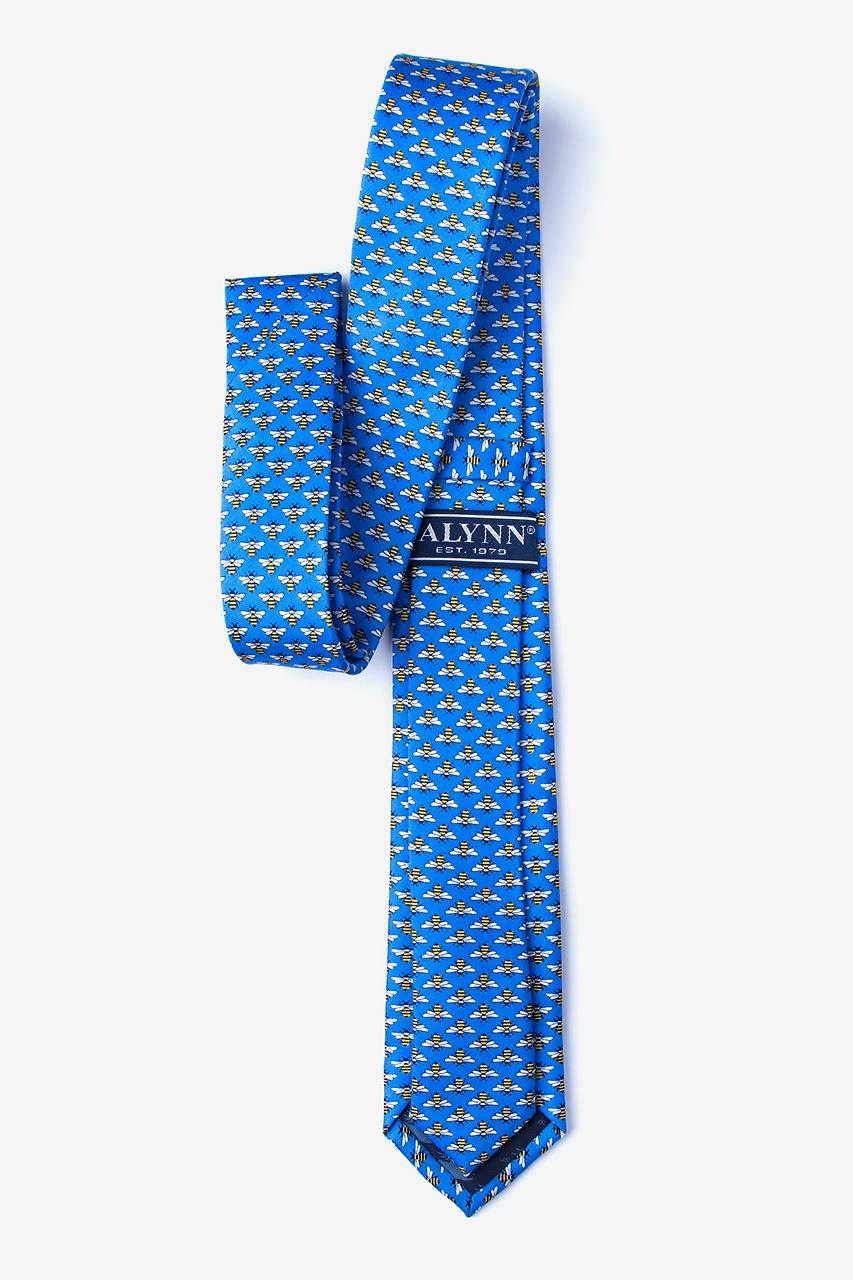 Alynn Micro Bees Blue 100% Silk Skinny Tie