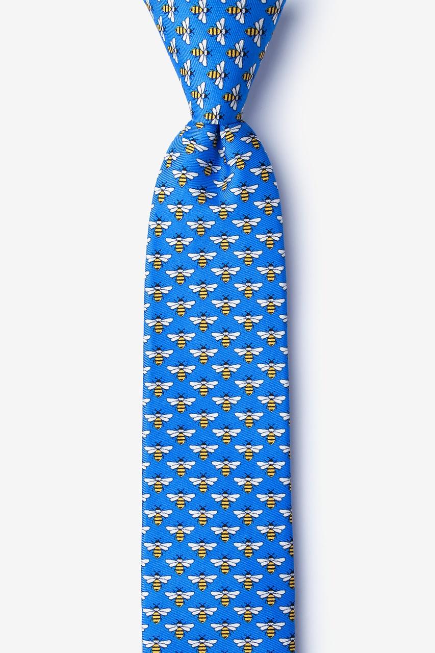 alynn Micro Bees blue 100% silk Skinny Tie