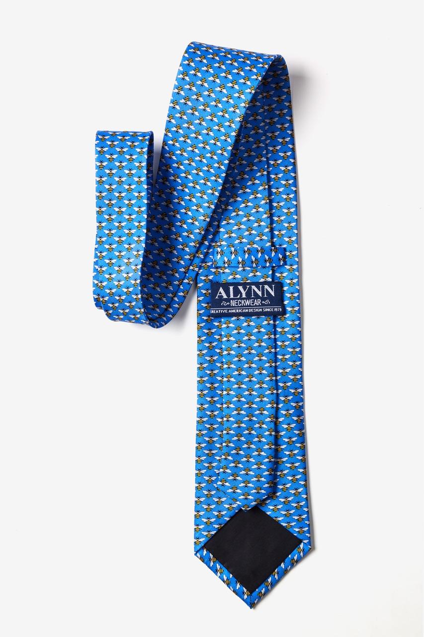 Alynn Micro Bees Blue 100% Silk Tie