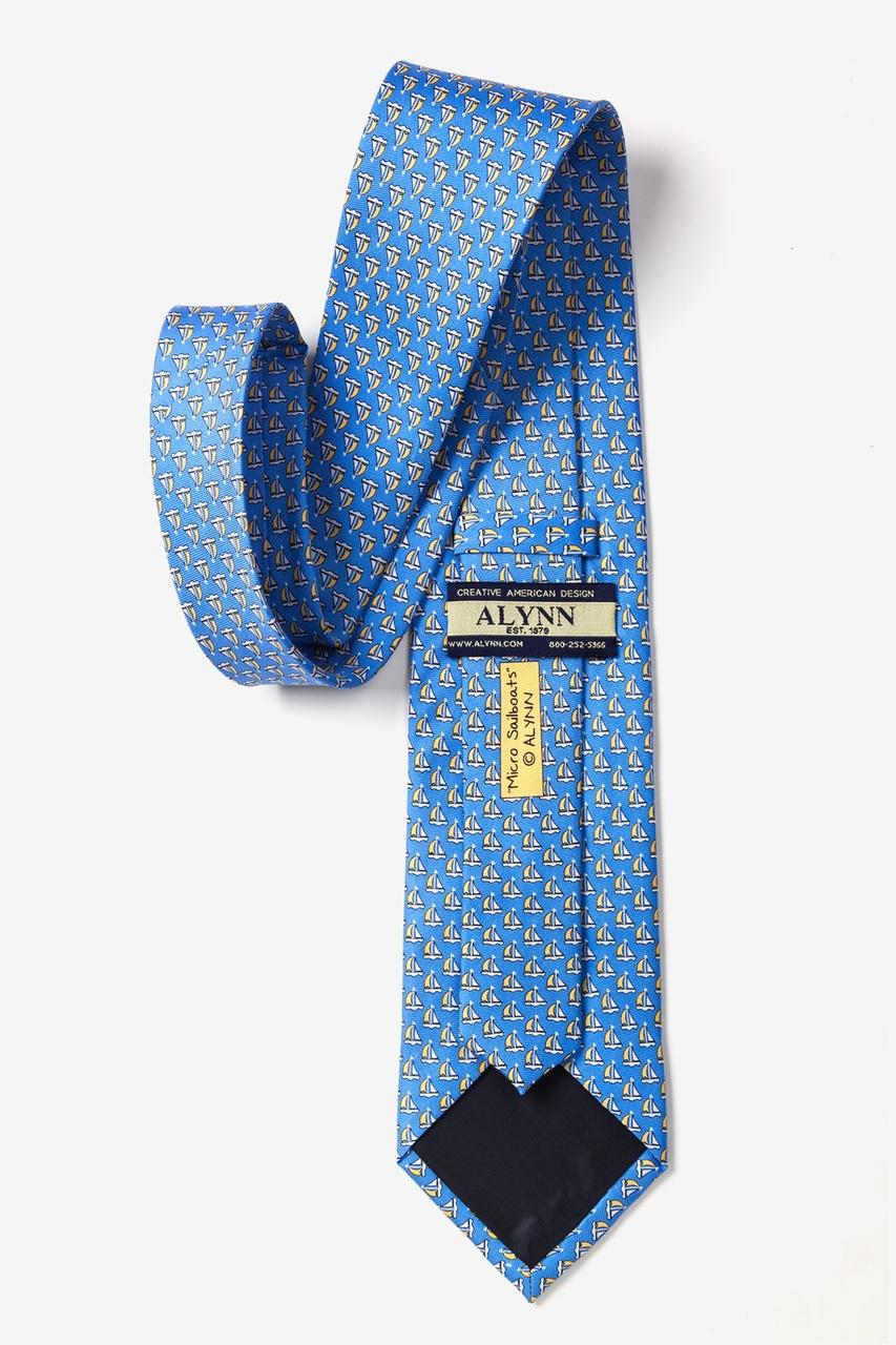 Alynn Micro Sailboats Blue 100% Silk Tie