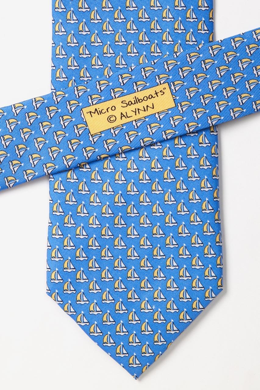 Alynn Micro Sailboats Blue 100% Silk Tie