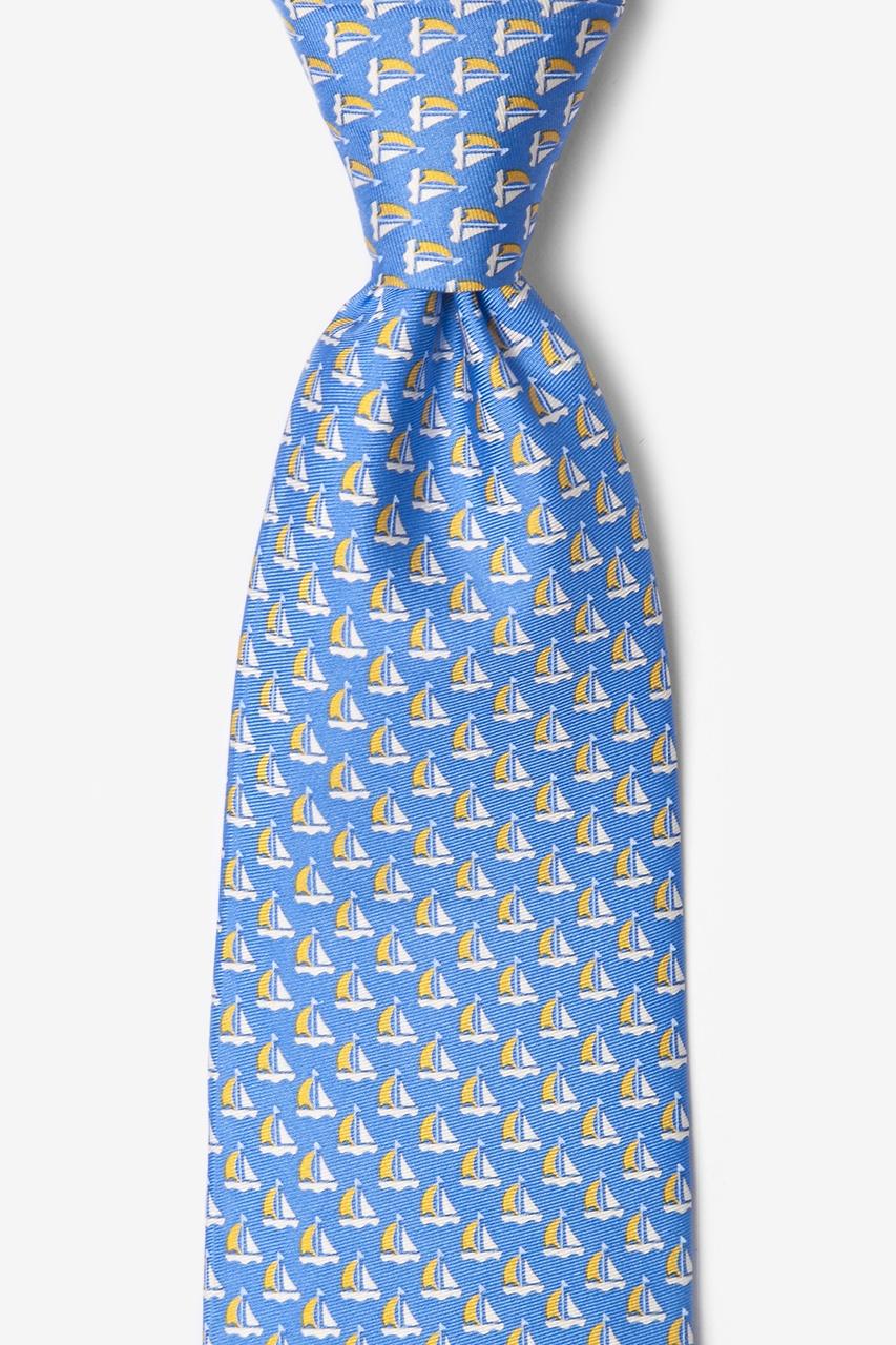 alynn Micro Sailboats blue 100% silk Tie