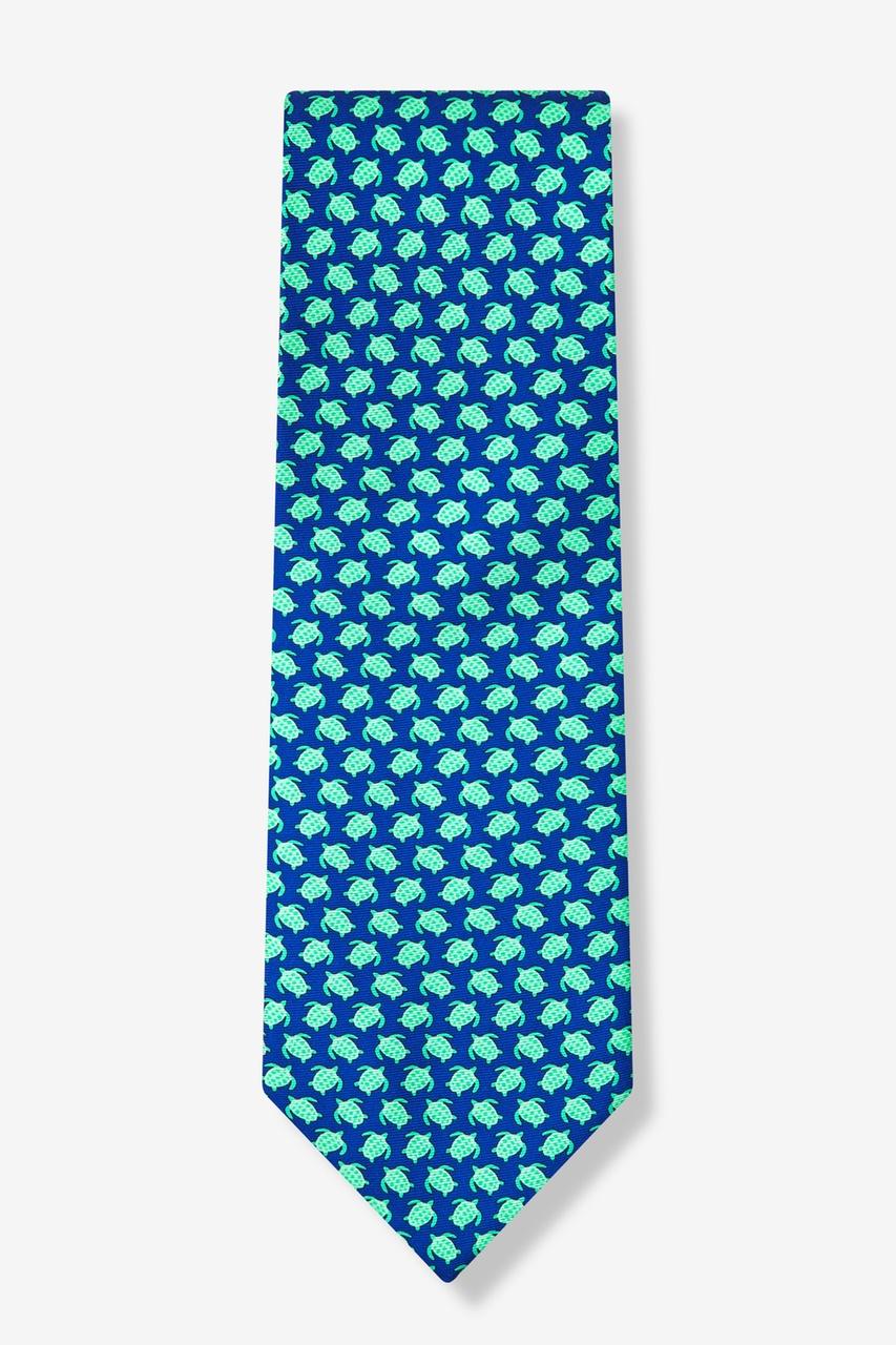 Alynn Micro Sea Turtles Navy Blue 100% Silk Tie