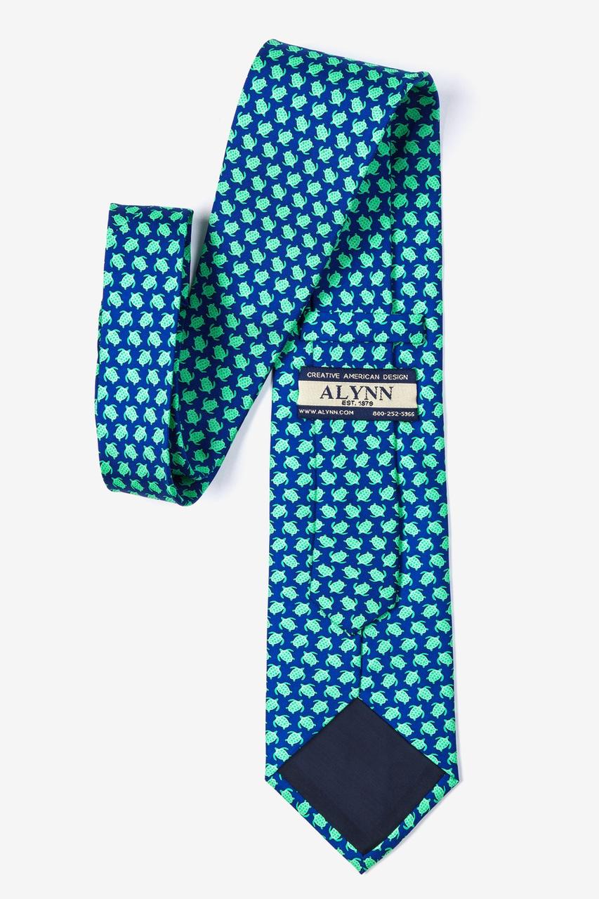 Alynn Micro Sea Turtles Navy Blue 100% Silk Tie
