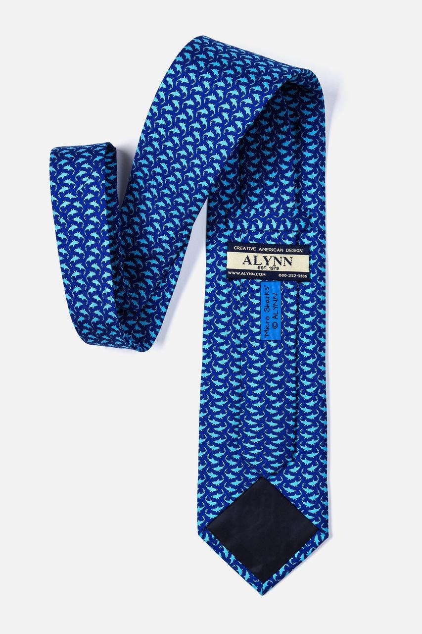 Alynn Micro Sharks Navy Blue 100% Silk Tie
