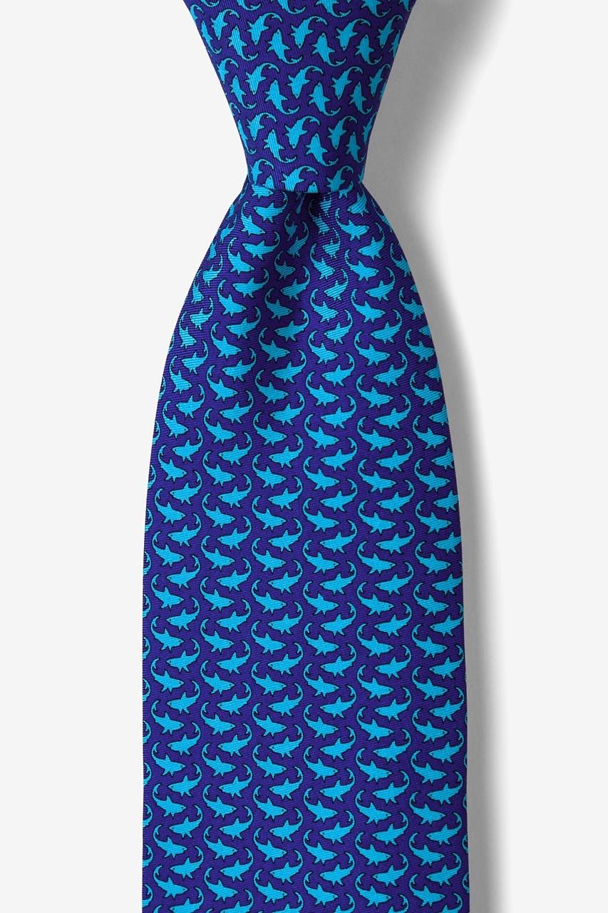alynn Micro Sharks Navy Blue 100% silk Tie